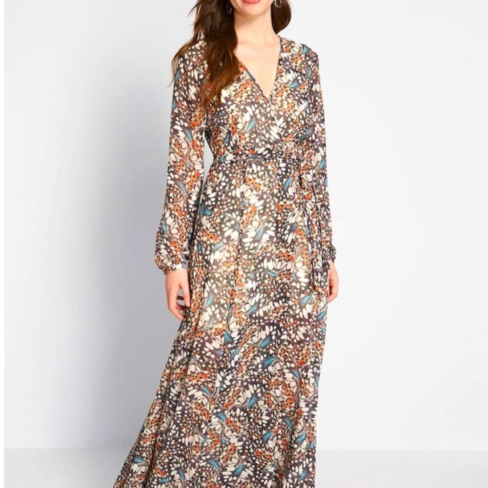 Modcloth Flutter Perfection Butterfly Print Maxi … - image 1